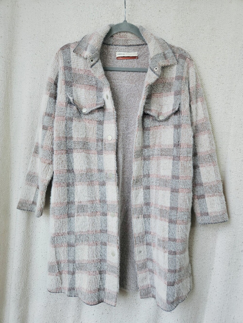 Anthropologie Pilcro Plaid Eliza Shacket Jacket Eyelash Pastel Checkered Size XS